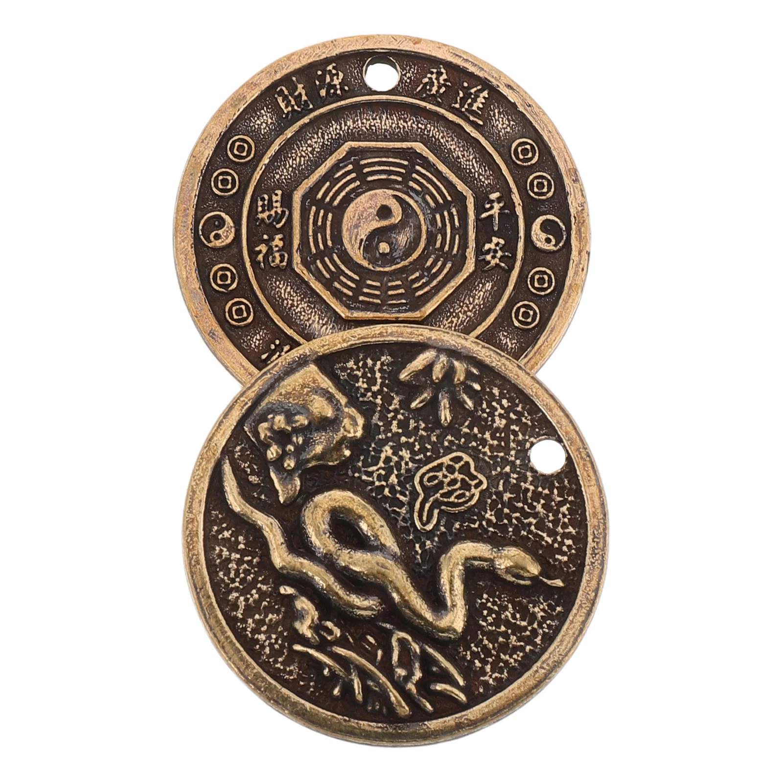 2Pcs Feng Shui Brass Zodiac Coin Pendant Keychain Bag Charm Car Rearview Snake Year Lucky Hanging Ornament Snake Key Chains 
2Pcs Feng Shui Brass Zodiac Coin Pendant Keychain Bag Charm Car Rearview Snake Year Lucky Hanging Ornament Snake Key Chains