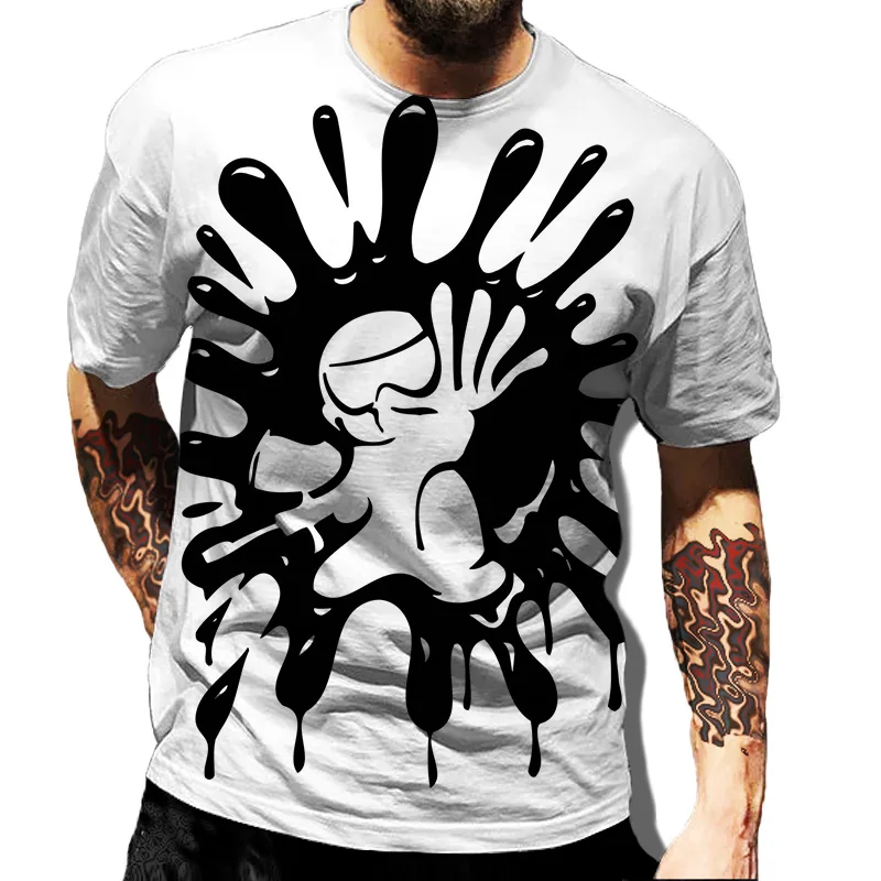 3D splashed ink printed white T-shirt for men and women cartoon protective clothing pattern short sleeved casual O-neck unisex T
3D splashed ink printed white T-shirt for men and women cartoon protective clothing pattern short sleeved casual O-neck unisex T