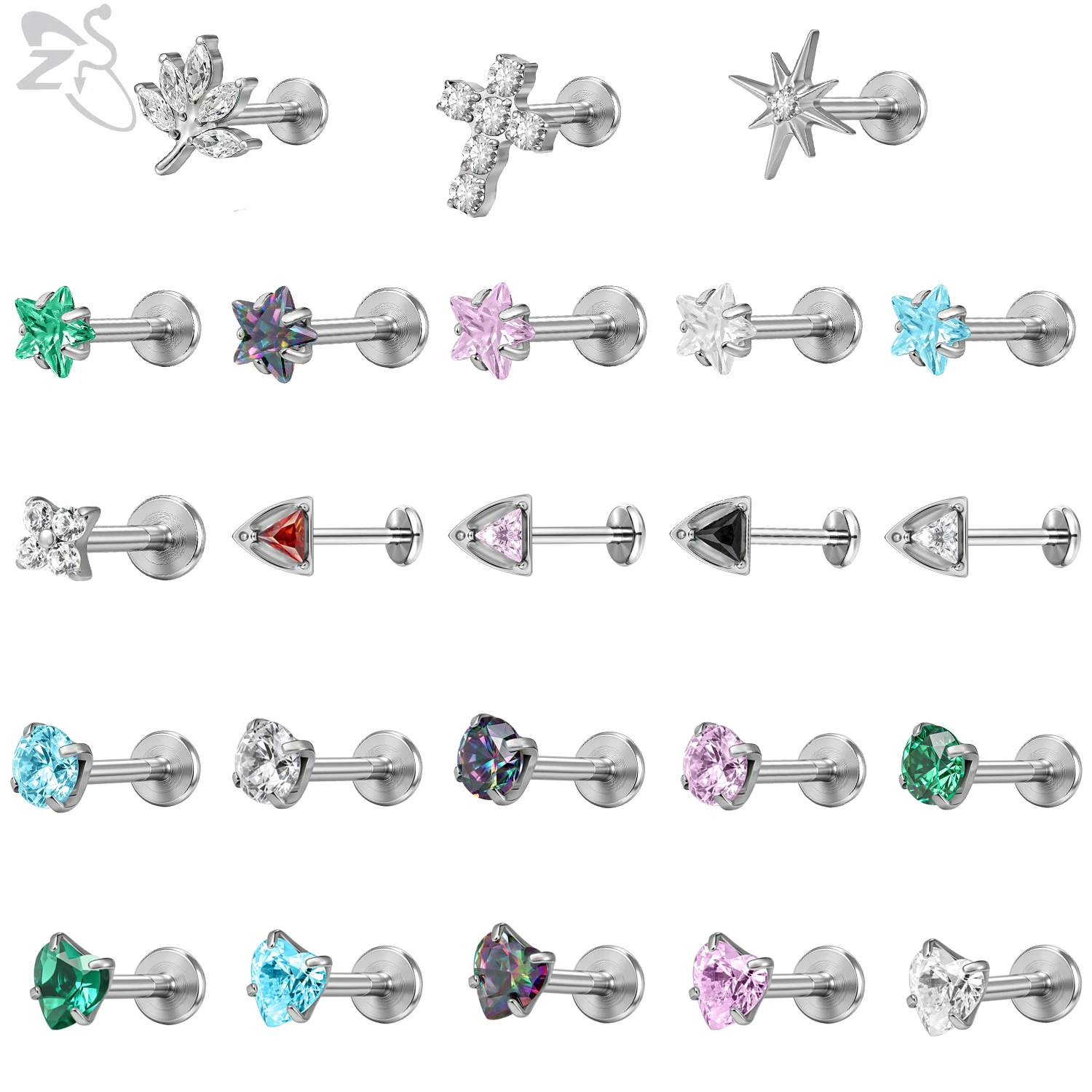 ZS 1PC 16G Silver Color Star Heart Shape Lip Labret Ring G23 Titanium Lip Stud Ear Lobe Stud Cartilage Earring Body Jewelry
ZS 1PC 16G Silver Color Star Heart Shape Lip Labret Ring G23 Titanium Lip Stud Ear Lobe Stud Cartilage Earring Body Jewelry