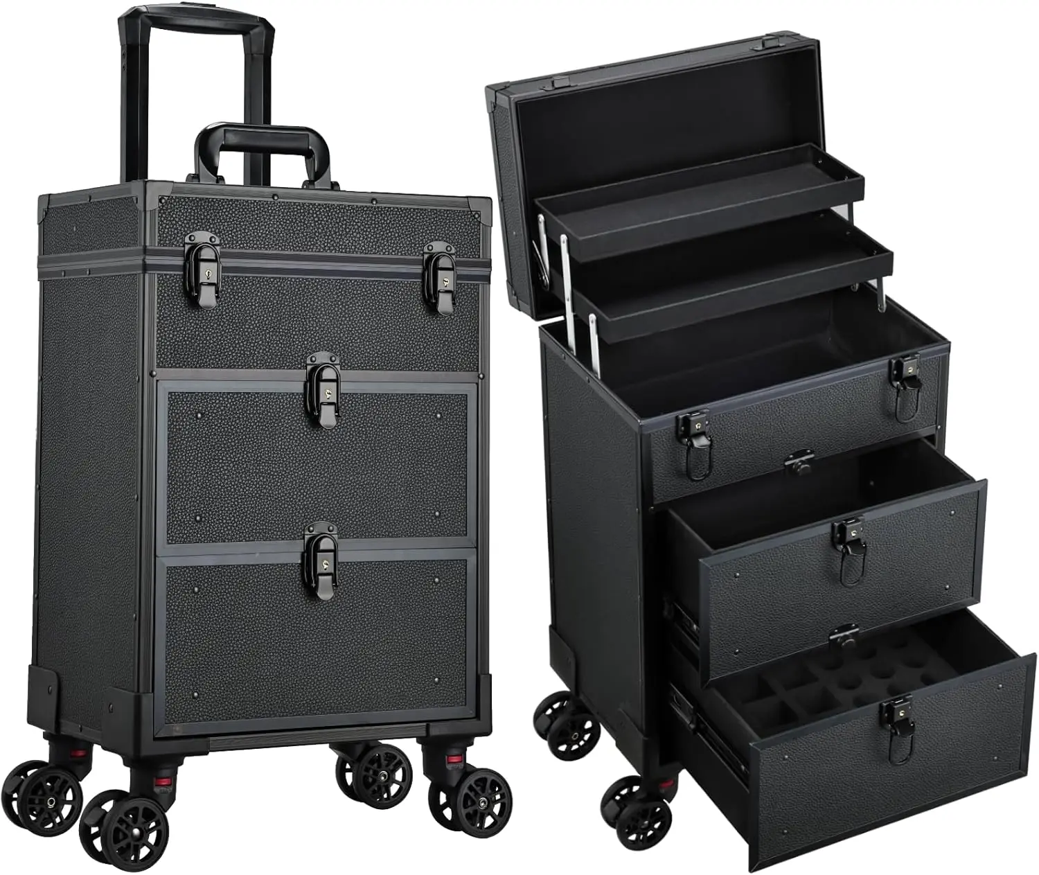 Rolling Makeup Train Case with 2 Drawers, Cosmetic Organizer on Wheels for Travel Salon Tattoo Artist, Black
Rolling Makeup Train Case with 2 Drawers, Cosmetic Organizer on Wheels for Travel Salon Tattoo Artist, Black