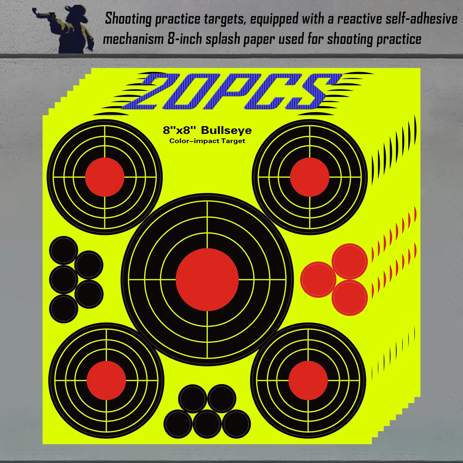 JOAXOR 20Pcs Set 8-Inch Fluorescent Yellow Splatter Adhesive Bullseye Shooting Targets Stickers for Range Sight-In LZ1144
JOAXOR 20Pcs Set 8-Inch Fluorescent Yellow Splatter Adhesive Bullseye Shooting Targets Stickers for Range Sight-In LZ1144