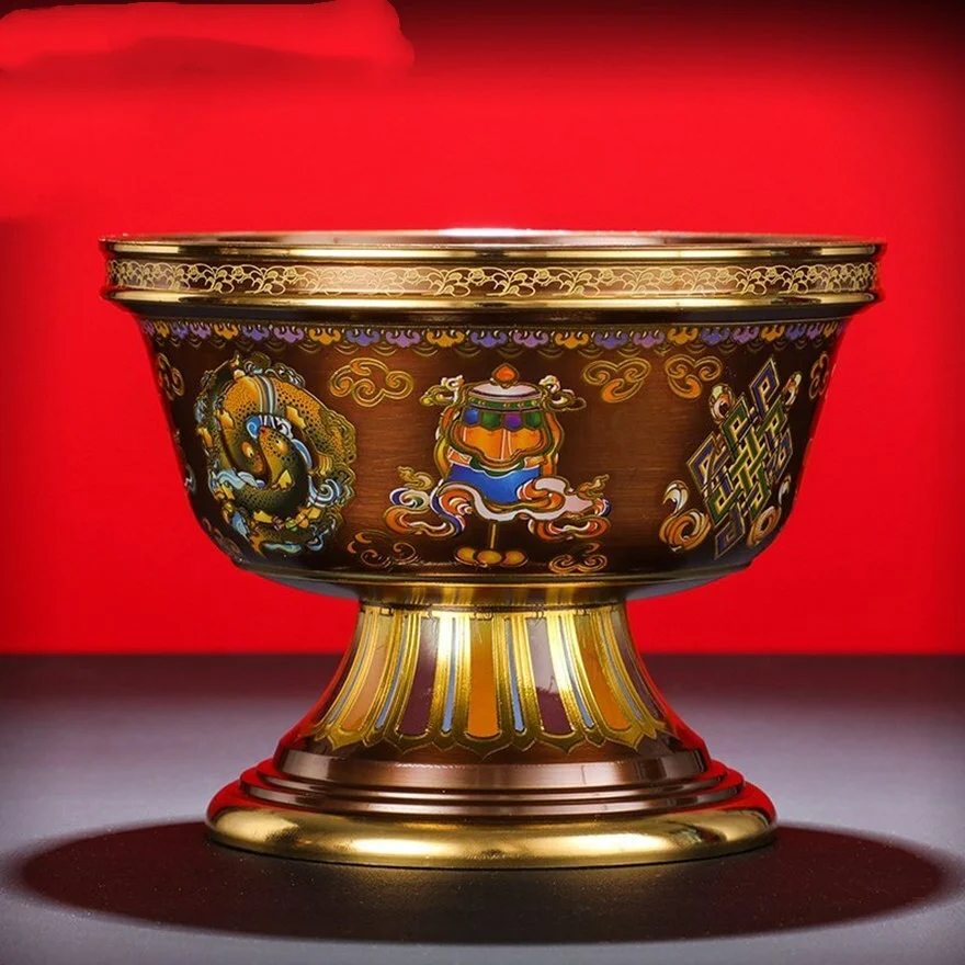 10cm Copper Eight auspicious holy water cup Color painted Tibetan worship bowl
10cm Copper Eight auspicious holy water cup Color painted Tibetan worship bowl