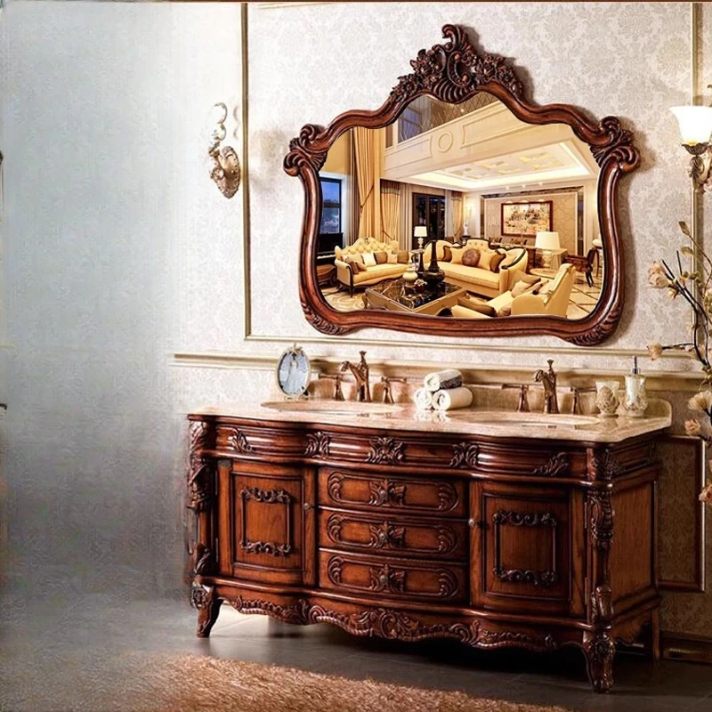 Antique European bathroom cabinet Red oak solid wood bathroom cabinet Bathroom double basin Wash table Marble hand basin
Antique European bathroom cabinet Red oak solid wood bathroom cabinet Bathroom double basin Wash table Marble hand basin