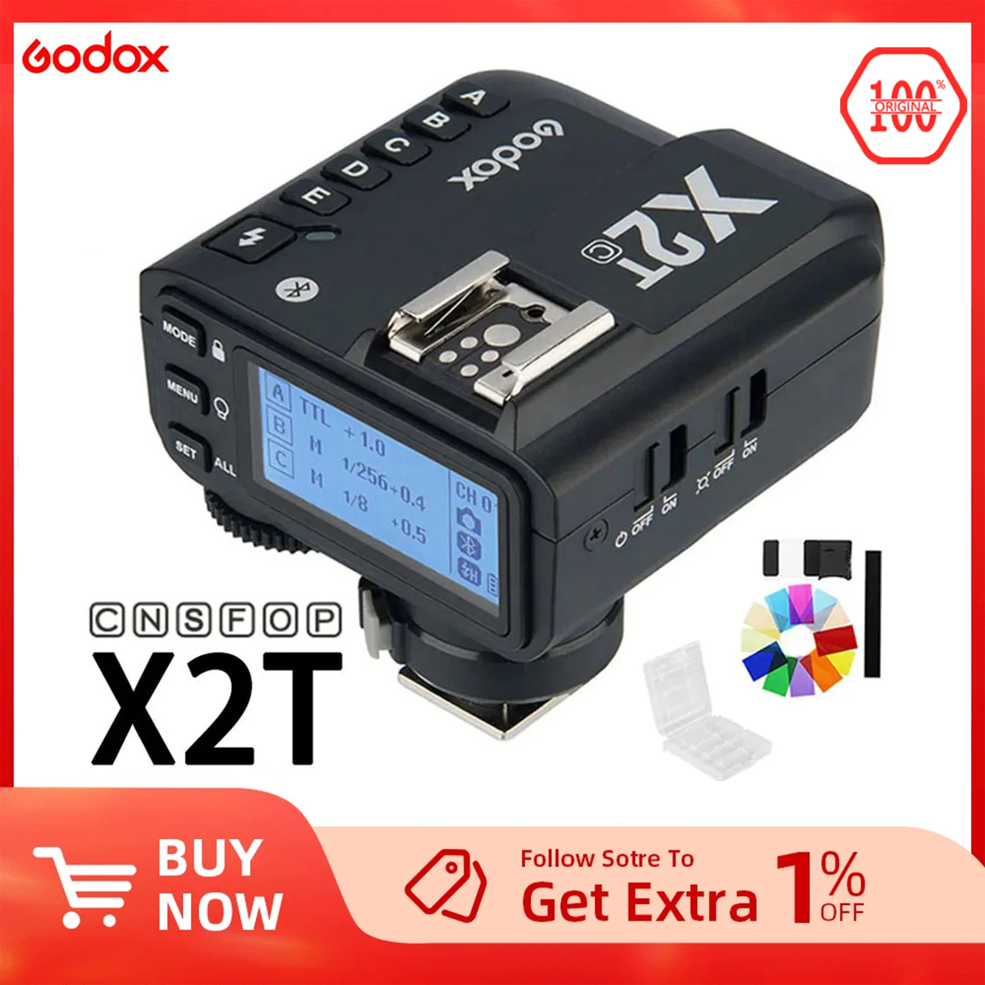 Godox X2T-C X2T-N X2T-S X2T-F X2T-O 2.4G Wireless Flash Trigger Transmitter TTL HSS for Canon Nikon Sony Fuji Olympus
Godox X2T-C X2T-N X2T-S X2T-F X2T-O 2.4G Wireless Flash Trigger Transmitter TTL HSS for Canon Nikon Sony Fuji Olympus
