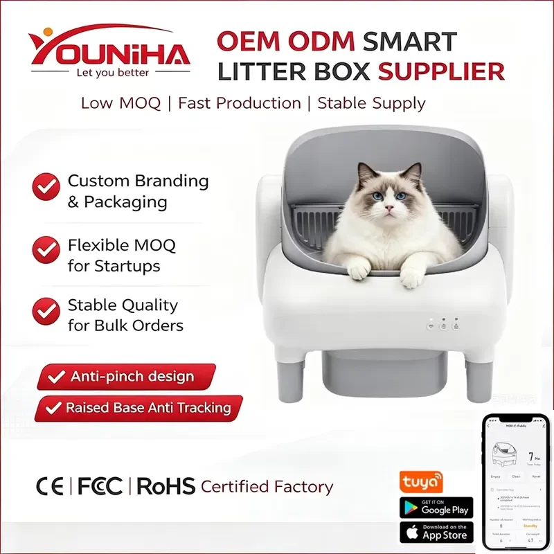 OEM New Design WIFI Cat Box for Self-Cleaning Smart Toilet Robot with APP Control 78L Large Automatic Box
OEM New Design WIFI Cat Box for Self-Cleaning Smart Toilet Robot with APP Control 78L Large Automatic Box