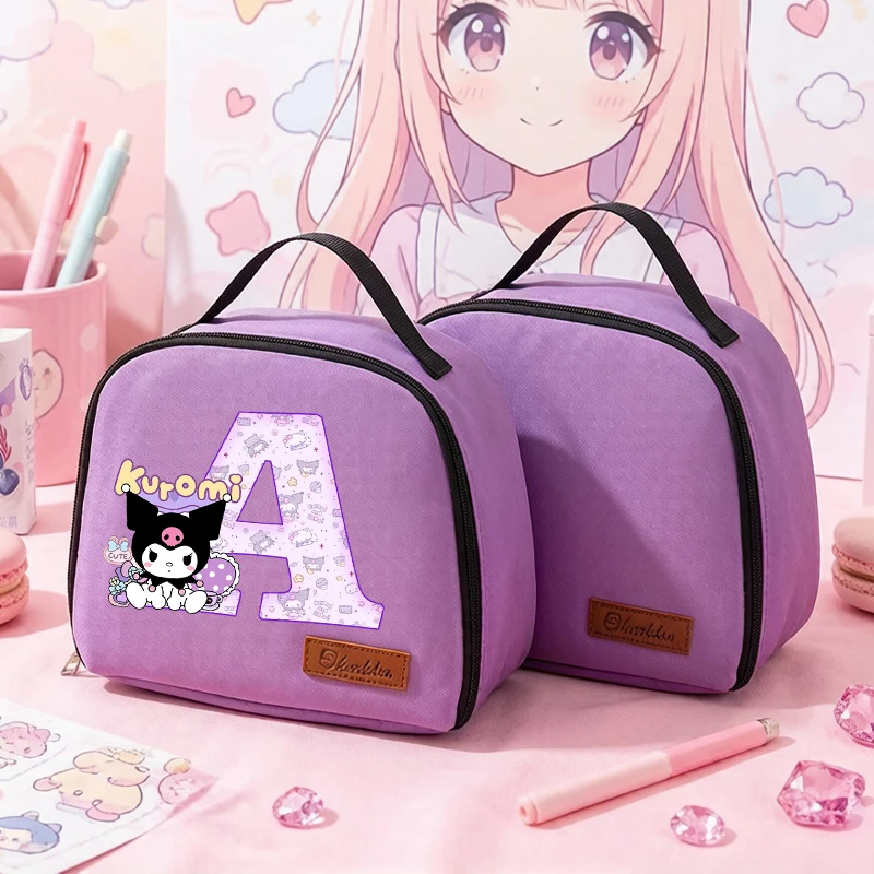 Cute Kuromi Girl's Student Insulated Lunch Hand Bag Sanrio Letters Anime Print Purple Lunch Case Food Bento Box Kids Kawaii Gift
Cute Kuromi Girl's Student Insulated Lunch Hand Bag Sanrio Letters Anime Print Purple Lunch Case Food Bento Box Kids Kawaii Gift