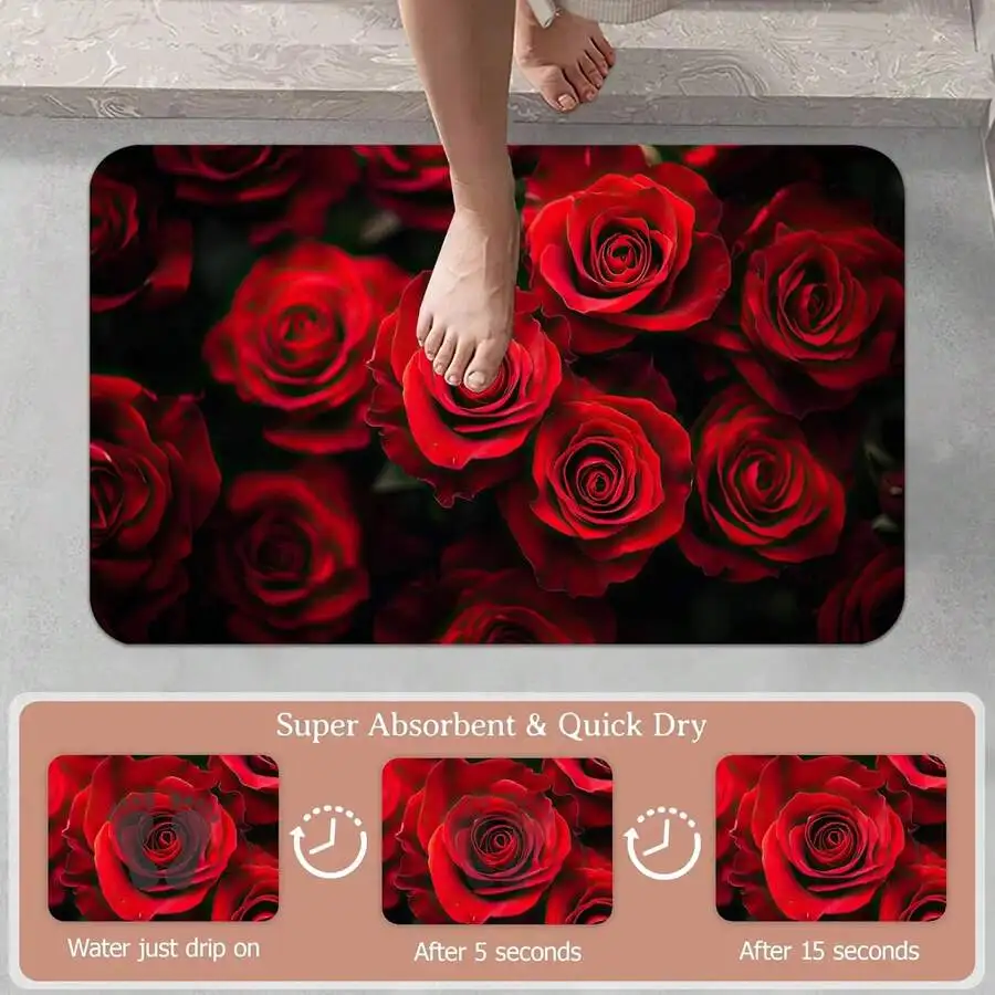 Non Slip Red Roses Bath Mat Quick Dry Absorbent Bathroom Rug For Shower Kitchen
Non Slip Red Roses Bath Mat Quick Dry Absorbent Bathroom Rug For Shower Kitchen