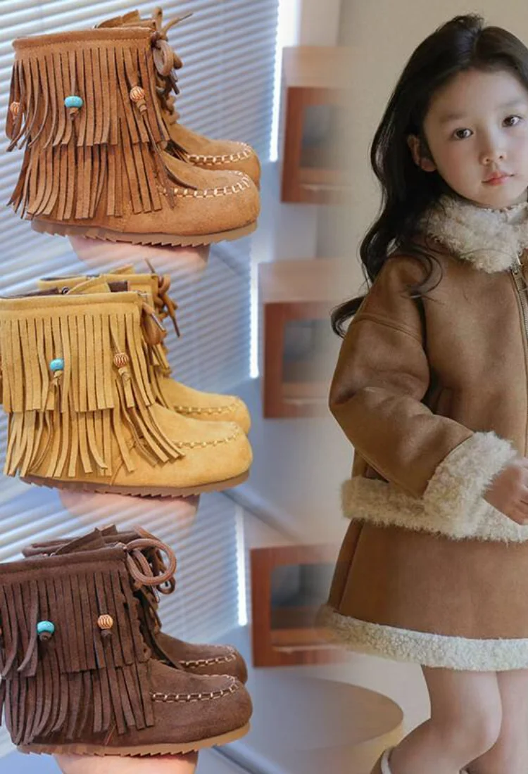 Kawaii Casual Shoe Children's Shoes Mid Calf Boots Leather Girls Autumn Winter 2026 New Style Tassels Brown Ethnic Lace New
Kawaii Casual Shoe Children's Shoes Mid Calf Boots Leather Girls Autumn Winter 2026 New Style Tassels Brown Ethnic Lace New