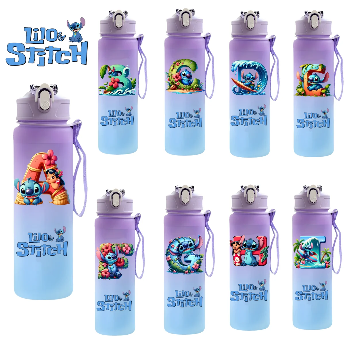 New 750ML Water Bottle Lilo Stitch Cartoon Letter A-Z Large Capacity Drinking Cup Portable Outdoor Sport Water Cup Kid Toys Gift
New 750ML Water Bottle Lilo Stitch Cartoon Letter A-Z Large Capacity Drinking Cup Portable Outdoor Sport Water Cup Kid Toys Gift