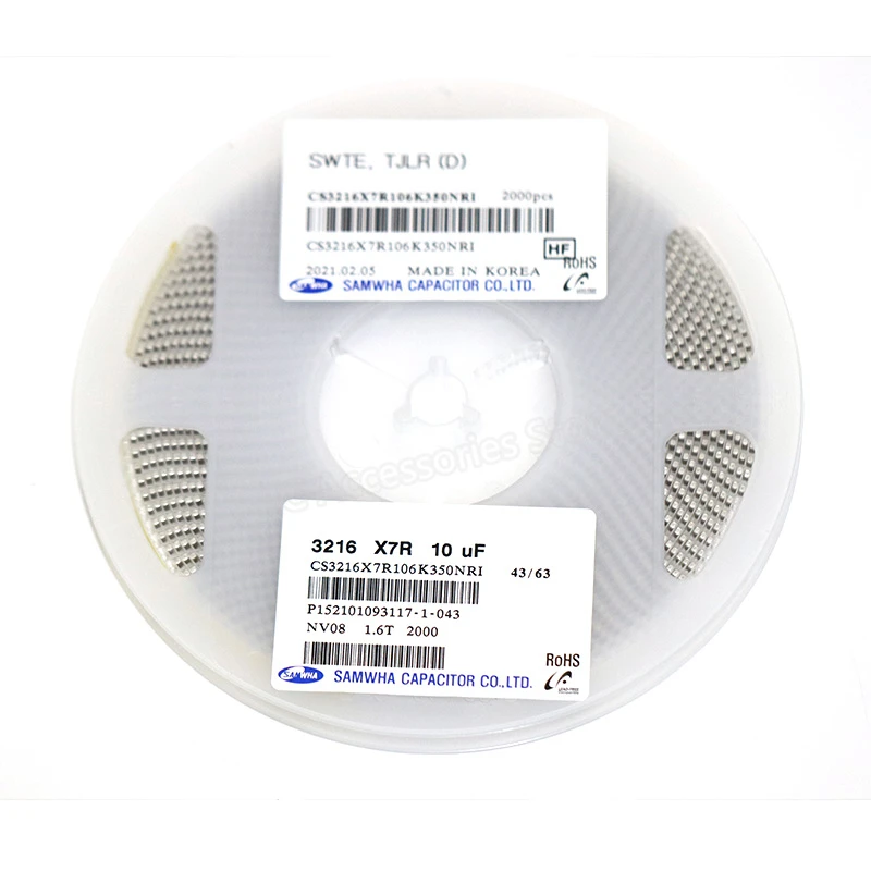 30 шт., конденсатор SMD CS3216X7R106K350NRI 1206 10uF ± 10% 35V, новый оригинальный
30 шт., конденсатор SMD CS3216X7R106K350NRI 1206 10uF ± 10% 35V, новый оригинальный