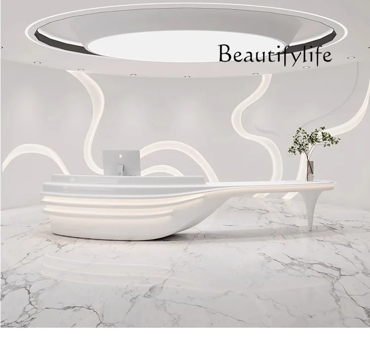 front desk special-shaped paint company reception desk arc beauty salon checkout page light luxury senior sense
front desk special-shaped paint company reception desk arc beauty salon checkout page light luxury senior sense