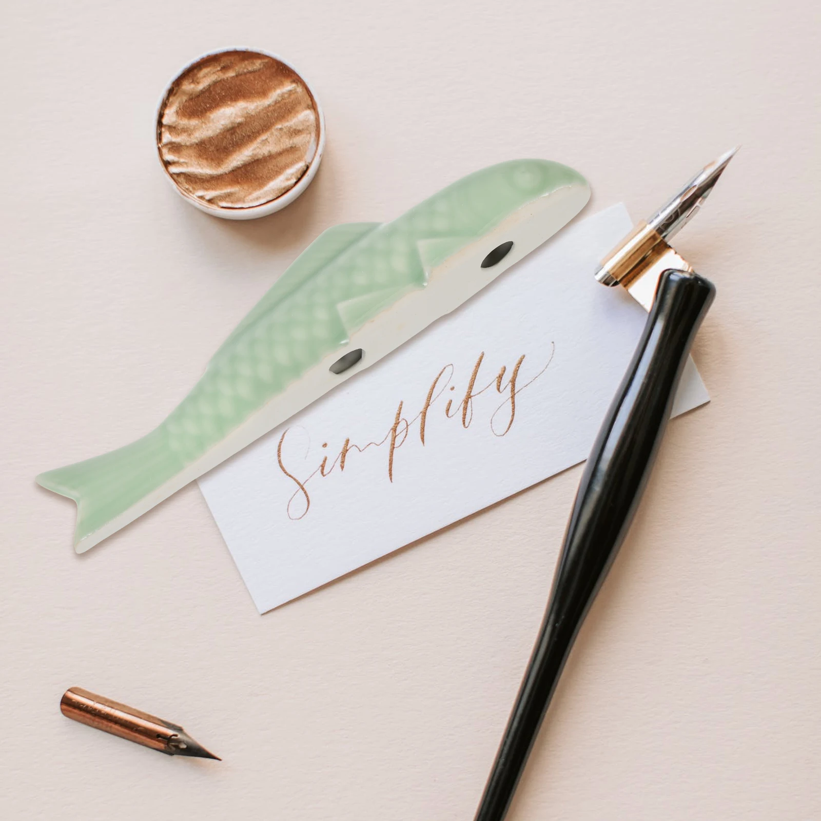 Chinese Calligraphy Ceramic Paperweight Carp Shape Long Smooth Paper Holder Desktop Stationery Brush Rest for Painting
Chinese Calligraphy Ceramic Paperweight Carp Shape Long Smooth Paper Holder Desktop Stationery Brush Rest for Painting