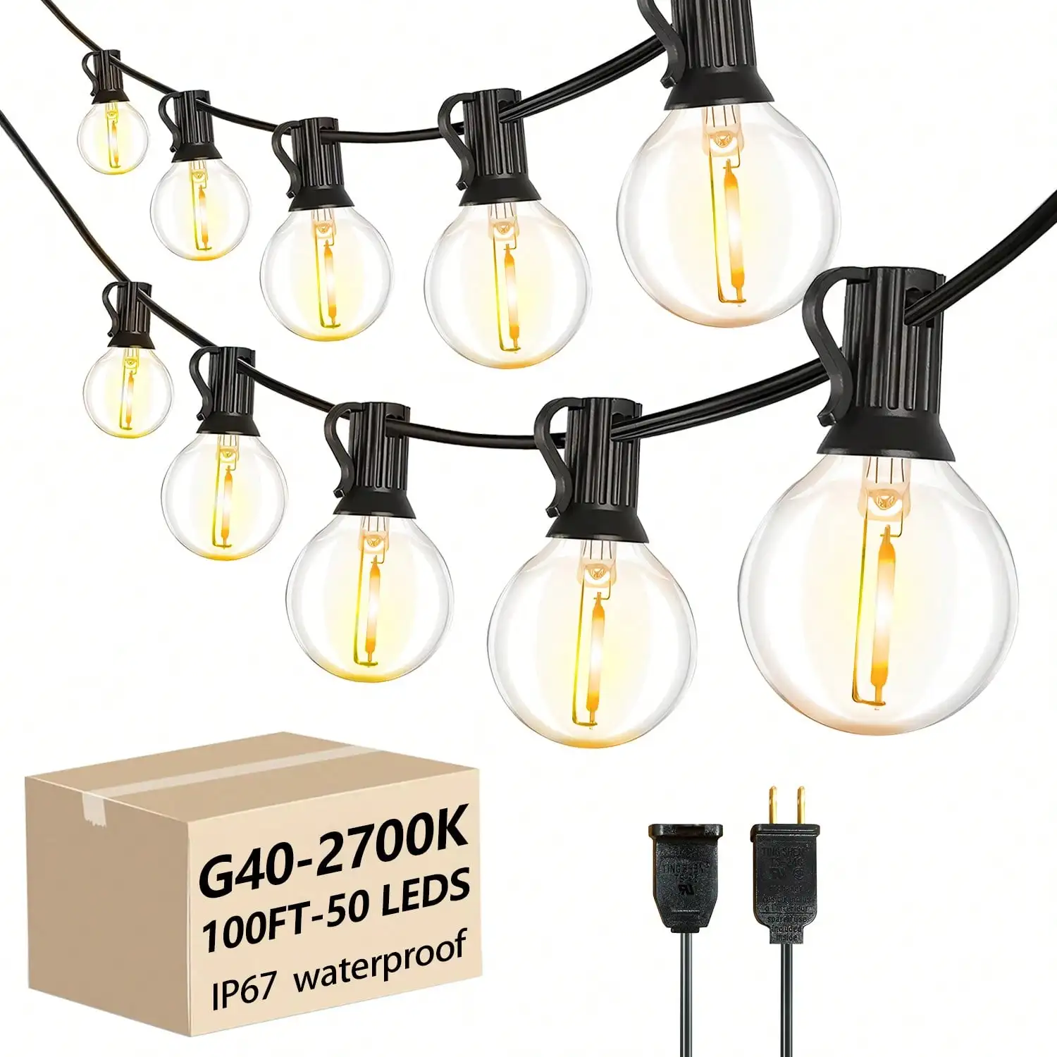 10/25/50/100/200 G40 Indoor And Outdoor String Lights, Breakproof Ball Bulbs, LED Bulbs, Retro Fashion Ball Strings, Easy To Install, Outdoor Camping, Energy Saving , Christmas Decoration, Family Party, Friends And Classmates Party Decoration
10/25/50/100/200 G40 Indoor And Outdoor String Lights, Breakproof Ball Bulbs, LED Bulbs, Retro Fashion Ball Strings, Easy To Install, Outdoor Camping, Energy Saving , Christmas Decoration, Family Party, Friends And Classmates Party Decoration