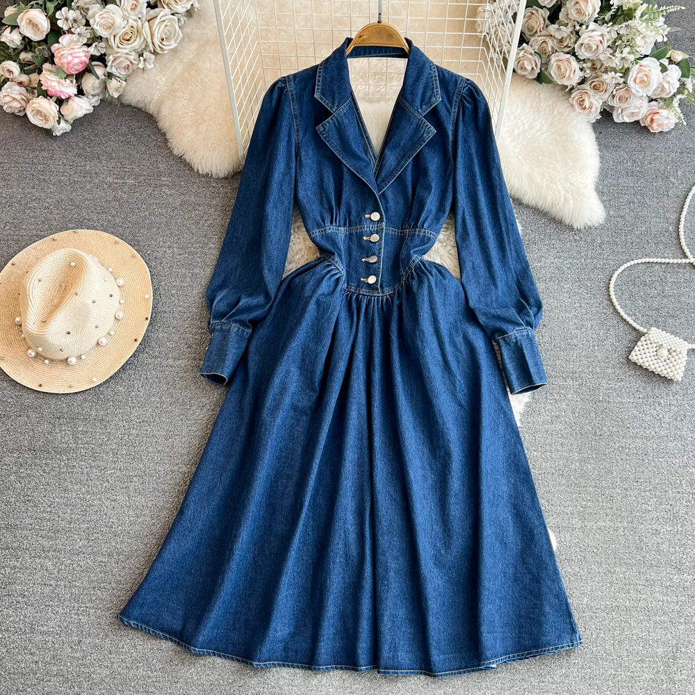 Autumn Spring Women Sexy Open Back Denim Dress Girls Waist Show Thin A-line Denim Dresses Long Sleeve V-neck Jeans Dresses
Autumn Spring Women Sexy Open Back Denim Dress Girls Waist Show Thin A-line Denim Dresses Long Sleeve V-neck Jeans Dresses