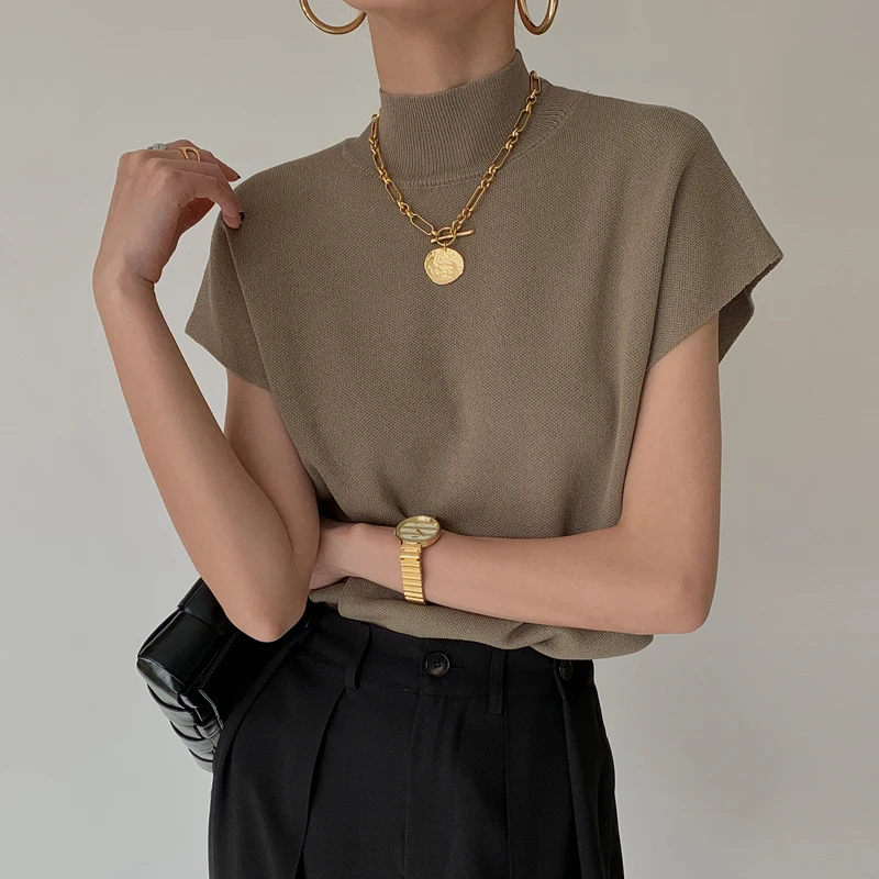 Turtleneck Knitted Women Sweater Pullover Fashion Black Short Sleeve Knit Sweater Women Tops Sueters De Mujer 2025 Verano J75
Turtleneck Knitted Women Sweater Pullover Fashion Black Short Sleeve Knit Sweater Women Tops Sueters De Mujer 2025 Verano J75