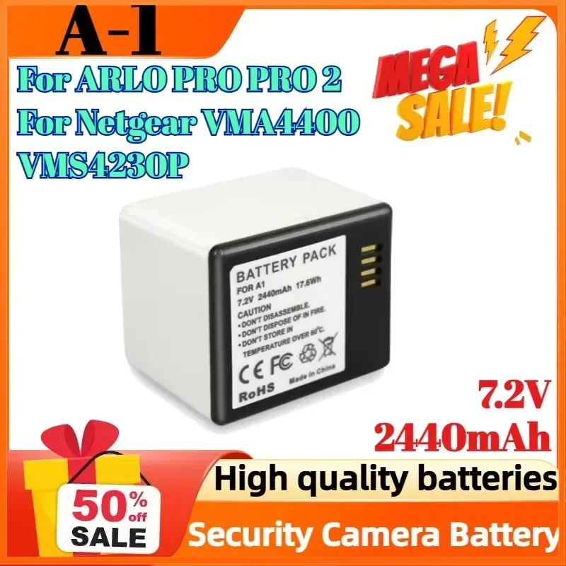 A-1 7.2V 2440mAh Li-ion Rechargeable Battery for ARLO PRO PRO 2 for Netgear VMA4400 VMS4230P Security Camera Batteries
A-1 7.2V 2440mAh Li-ion Rechargeable Battery for ARLO PRO PRO 2 for Netgear VMA4400 VMS4230P Security Camera Batteries