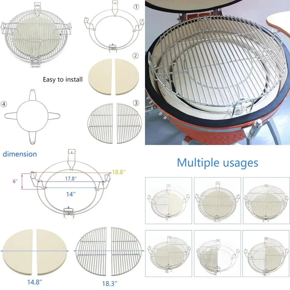 Upgraded Cooking System with Ceramic Heat Shields for Large Kamado Grills
Upgraded Cooking System with Ceramic Heat Shields for Large Kamado Grills