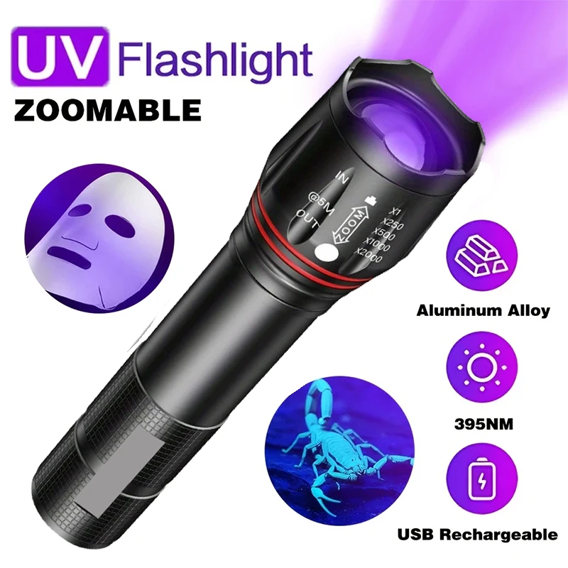 Mini LED UV Flashlight Zoomable lamp 3 Lighting Mode for Ink Dryer Money Fluorescer Detector UV Oil Curing Purple Light Torch
Mini LED UV Flashlight Zoomable lamp 3 Lighting Mode for Ink Dryer Money Fluorescer Detector UV Oil Curing Purple Light Torch