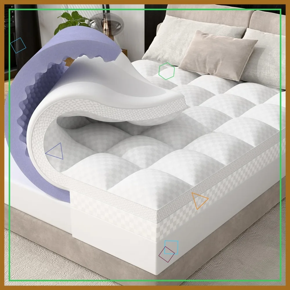 Dual Layer 4 Inch Mattress Topper: 2 Inch Cooling Gel Memory Foam + 2 Inch Pillow Top Soft, Deep Pocket
Dual Layer 4 Inch Mattress Topper: 2 Inch Cooling Gel Memory Foam + 2 Inch Pillow Top Soft, Deep Pocket