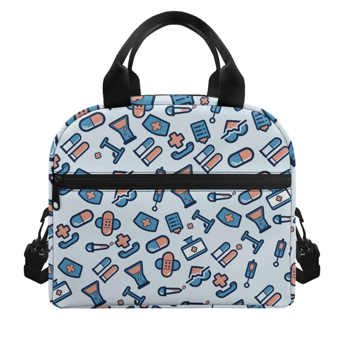 New Cartoon ECG Nurse Hat Medical Tool Pattern Woman Four Seasons Lunch Keeping BagTravel Outdoor Mulit Pockets Zippers Satchel
New Cartoon ECG Nurse Hat Medical Tool Pattern Woman Four Seasons Lunch Keeping BagTravel Outdoor Mulit Pockets Zippers Satchel