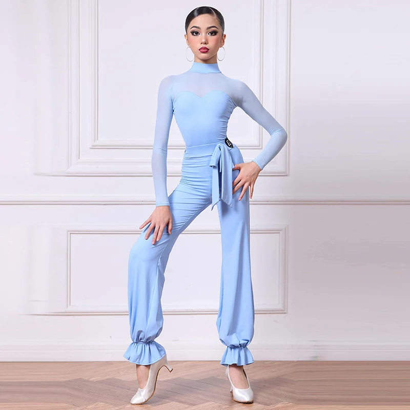 Blue Standard Ballroom Dance Suit For Girls Waltz Tango High Collar Stretchy Bodysuit Pants Lycra Ballroom Modern Dancewear 1134
Blue Standard Ballroom Dance Suit For Girls Waltz Tango High Collar Stretchy Bodysuit Pants Lycra Ballroom Modern Dancewear 1134