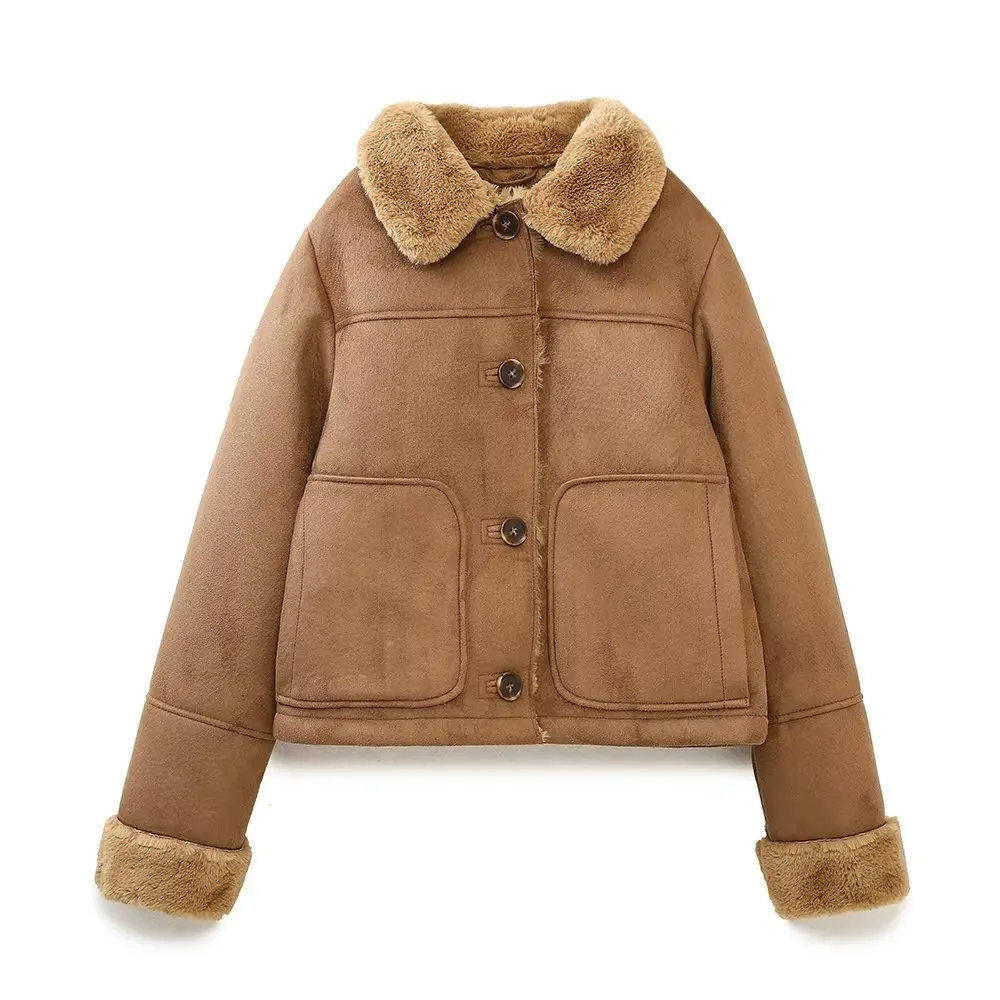 Women's Vintage Warm Faux Wool Jacket Thick Long Sleeves Lapel Single-breasted Pocket Short Outerwear Winter New Lady Coat
Women's Vintage Warm Faux Wool Jacket Thick Long Sleeves Lapel Single-breasted Pocket Short Outerwear Winter New Lady Coat