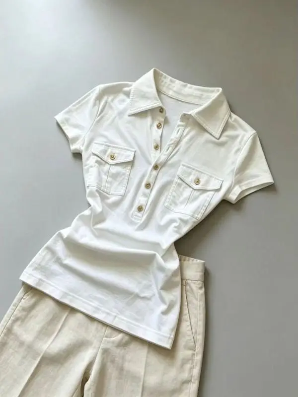 American Retro Collar Short Sleeve T-Shirt Women Summer Slimming Waist Short Length Spicy Girl Top Cotton Polyester Blen...
American Retro Collar Short Sleeve T-Shirt Women Summer Slimming Waist Short Length Spicy Girl Top Cotton Polyester Blen...