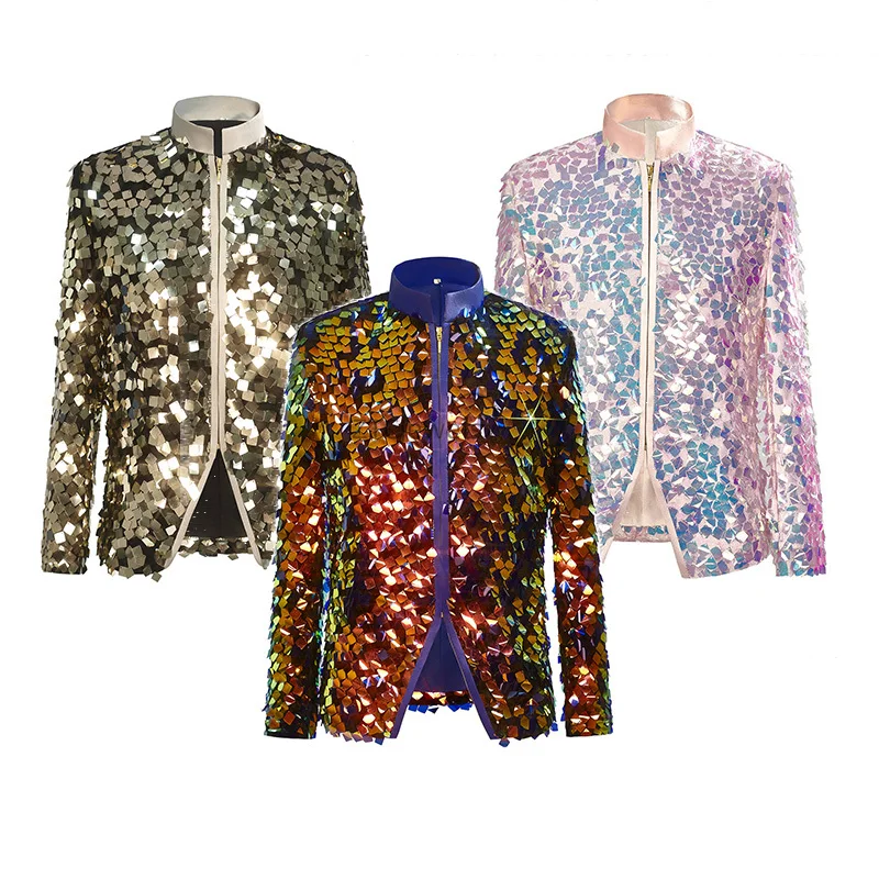 2026 New Men's Fashionable Casual Jacket Stage Singer Performance Suit Color Sequin Personalized Zipper Jacket
2026 New Men's Fashionable Casual Jacket Stage Singer Performance Suit Color Sequin Personalized Zipper Jacket