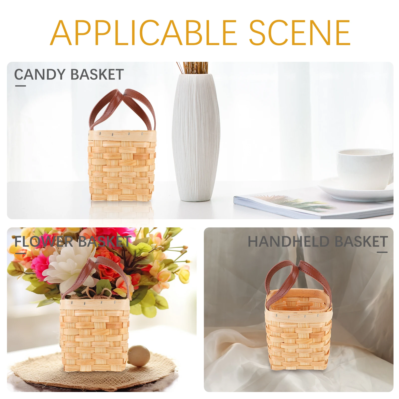 Woven Handheld with Handle for Wedding Candy Art Flowers Storage Baskets Decorative Mini Baskets Organizer
Woven Handheld with Handle for Wedding Candy Art Flowers Storage Baskets Decorative Mini Baskets Organizer