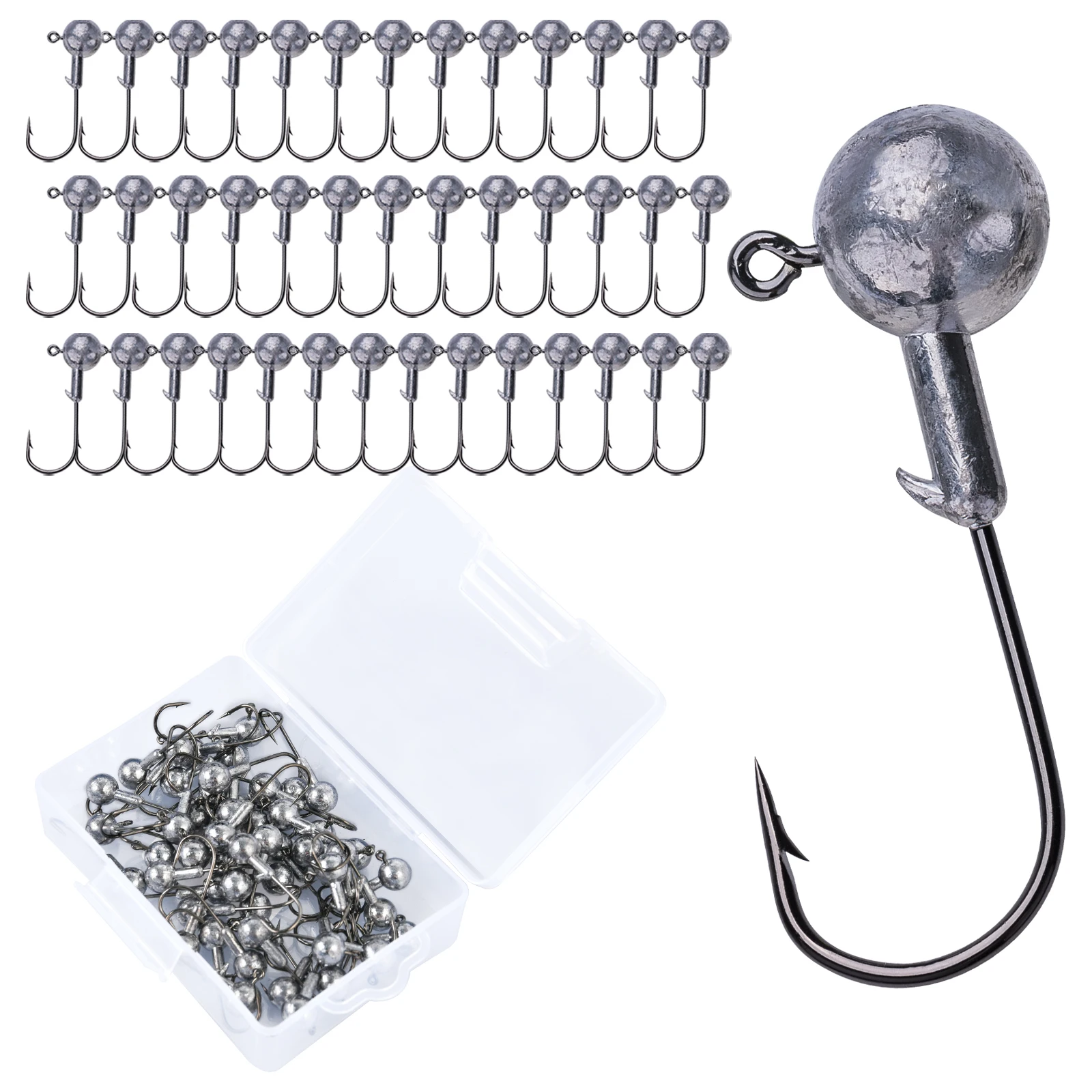 Goture 1box Fishing Hooks 0.6g 0.8g 1g 2g 5g 8g 10g 15g 20g Round Ball Crank Jig Head Hook Secondary Hooks for Soft Worm Fishing
Goture 1box Fishing Hooks 0.6g 0.8g 1g 2g 5g 8g 10g 15g 20g Round Ball Crank Jig Head Hook Secondary Hooks for Soft Worm Fishing