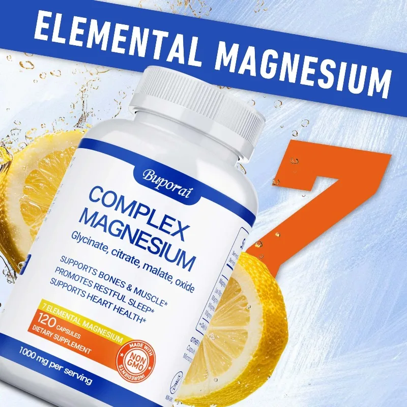 Magnesium Complex Capsules - Reduces Stress and Anxiety, Natural Sleep, Promotes Bone and Muscle Health, Boosts Immunity
Magnesium Complex Capsules - Reduces Stress and Anxiety, Natural Sleep, Promotes Bone and Muscle Health, Boosts Immunity