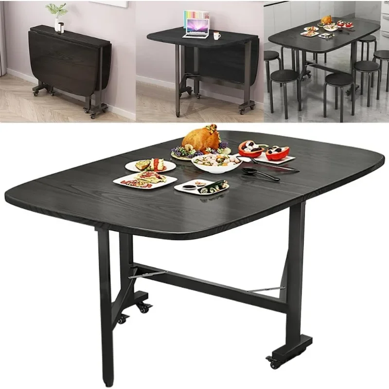 Multifunction Table Drop Leaf Dining Table - 47" Solid Wooden Foldable Kitchen Table with 6 Wheels (Black)
Multifunction Table Drop Leaf Dining Table - 47" Solid Wooden Foldable Kitchen Table with 6 Wheels (Black)