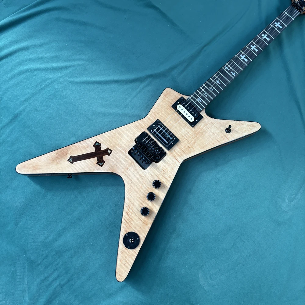 Cross-shaped carved electric guitar, stable double-locking electric guitars, professional-grade heavy-duty electric guitarra
Cross-shaped carved electric guitar, stable double-locking electric guitars, professional-grade heavy-duty electric guitarra