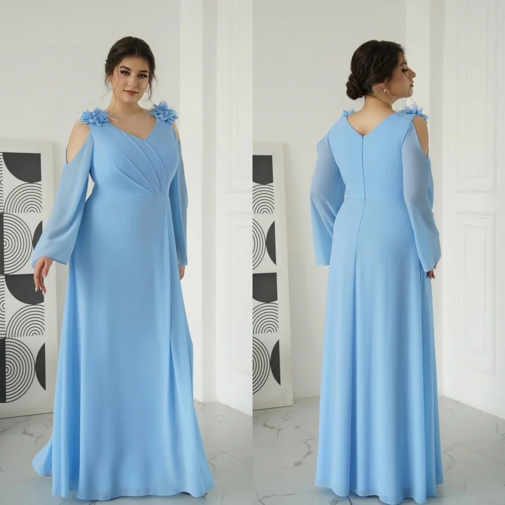 Customized Chiffon Flower Pleat Draped Wedding Party A-line V-Neck Bespoke Occasion Gown Long Dresses
Customized Chiffon Flower Pleat Draped Wedding Party A-line V-Neck Bespoke Occasion Gown Long Dresses