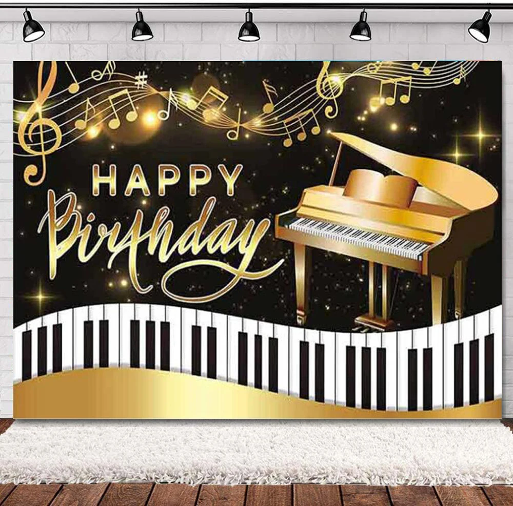 Piano Happy Birthday Photography Backdrop Musical Note Keys Black And Gold Background Bday Baby Shower Party Cake Table Decor
Piano Happy Birthday Photography Backdrop Musical Note Keys Black And Gold Background Bday Baby Shower Party Cake Table Decor