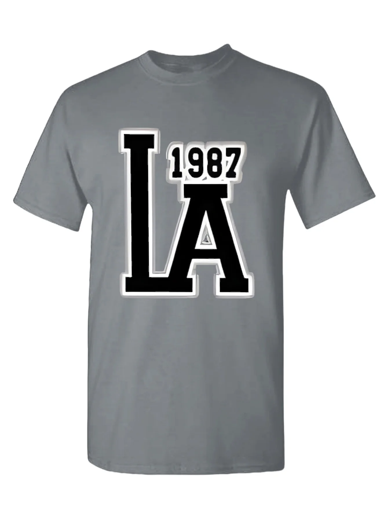 Men's Short Sleeve Round Collar Simple T-Shirt Hiking Tee Durable Quick-Dry Fashion Logo LA Number 1987 Printing
Men's Short Sleeve Round Collar Simple T-Shirt Hiking Tee Durable Quick-Dry Fashion Logo LA Number 1987 Printing