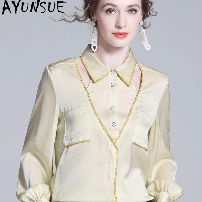 AYUNSUE, высококачественные рубашки из 95% тутового шелка, женские элегантные рубашки для женской одежды, весенне-осенняя рубашка 2021, Camisas De Mujer
AYUNSUE, высококачественные рубашки из 95% тутового шелка, женские элегантные рубашки для женской одежды, весенне-осенняя рубашка 2021, Camisas De Mujer