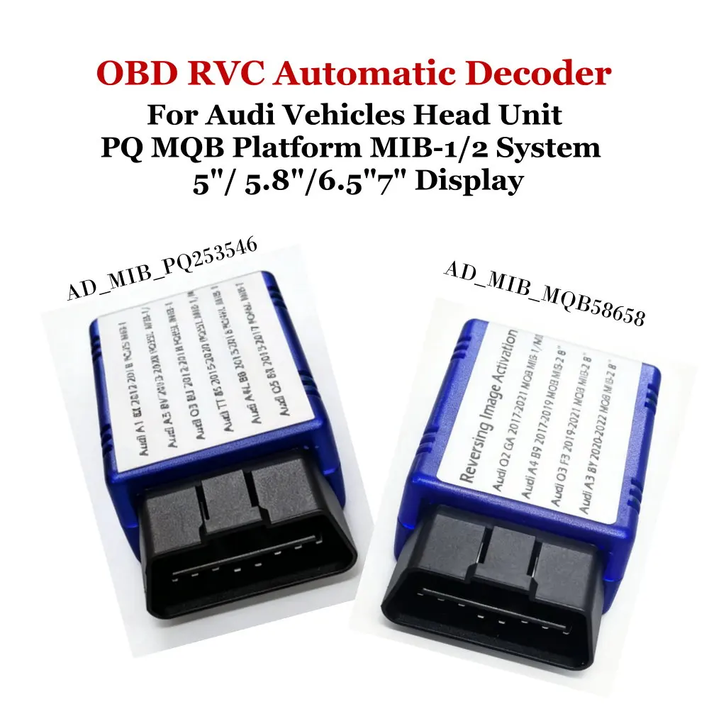 OBD Car Camera Decoder Activation For Audi A1/A3/A4/A5/A6/Q2/Q3/Q5 OEM Screen MIB System PQ MQB Platform 5"/5.8"/6.5"/7" Display
OBD Car Camera Decoder Activation For Audi A1/A3/A4/A5/A6/Q2/Q3/Q5 OEM Screen MIB System PQ MQB Platform 5"/5.8"/6.5"/7" Display