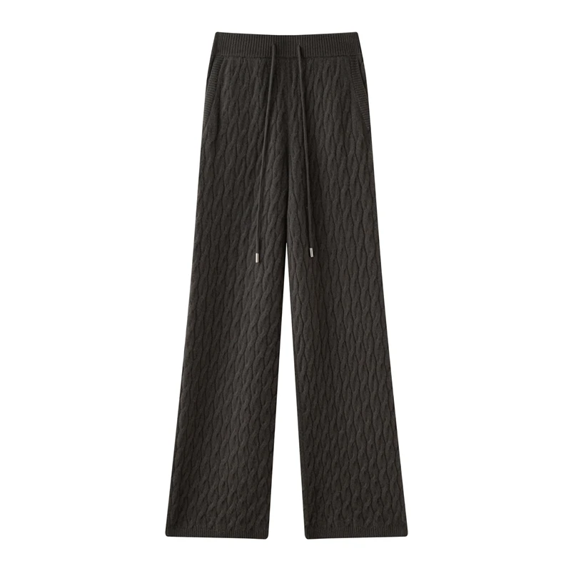 Women's 100% Cashmere Staight Pants Autumn Winter Office Lady Twist Flower Cashmere Knit Trousers Elasticated Waist Pants
Women's 100% Cashmere Staight Pants Autumn Winter Office Lady Twist Flower Cashmere Knit Trousers Elasticated Waist Pants
