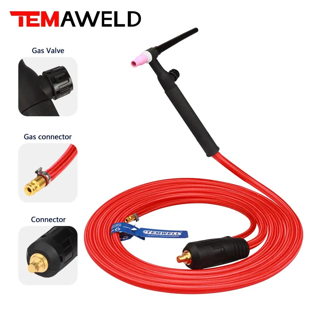 5M/16.4ft WP17 WP17FV TIG Welding Torch Gas-Electric Integrated Hose Cable Wires UNF Quick 10-25/35-50 Euro Connector
5M/16.4ft WP17 WP17FV TIG Welding Torch Gas-Electric Integrated Hose Cable Wires UNF Quick 10-25/35-50 Euro Connector