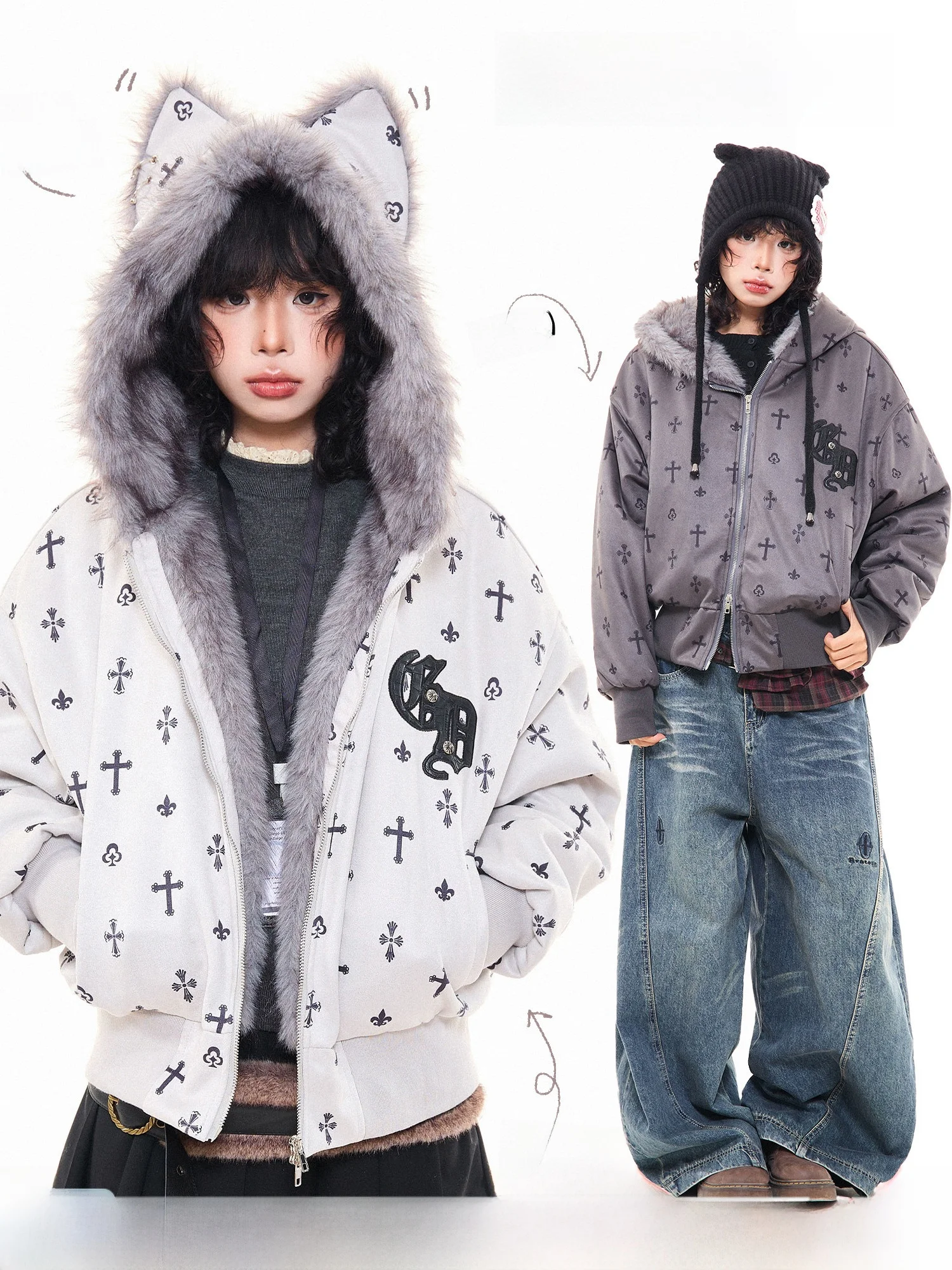 Thiened Suede Hooded Jaet Women's Winter Warm Casual Outerwear MKGO Original American Retro Cross Fur Collar Cotton Coat
Thiened Suede Hooded Jaet Women's Winter Warm Casual Outerwear MKGO Original American Retro Cross Fur Collar Cotton Coat