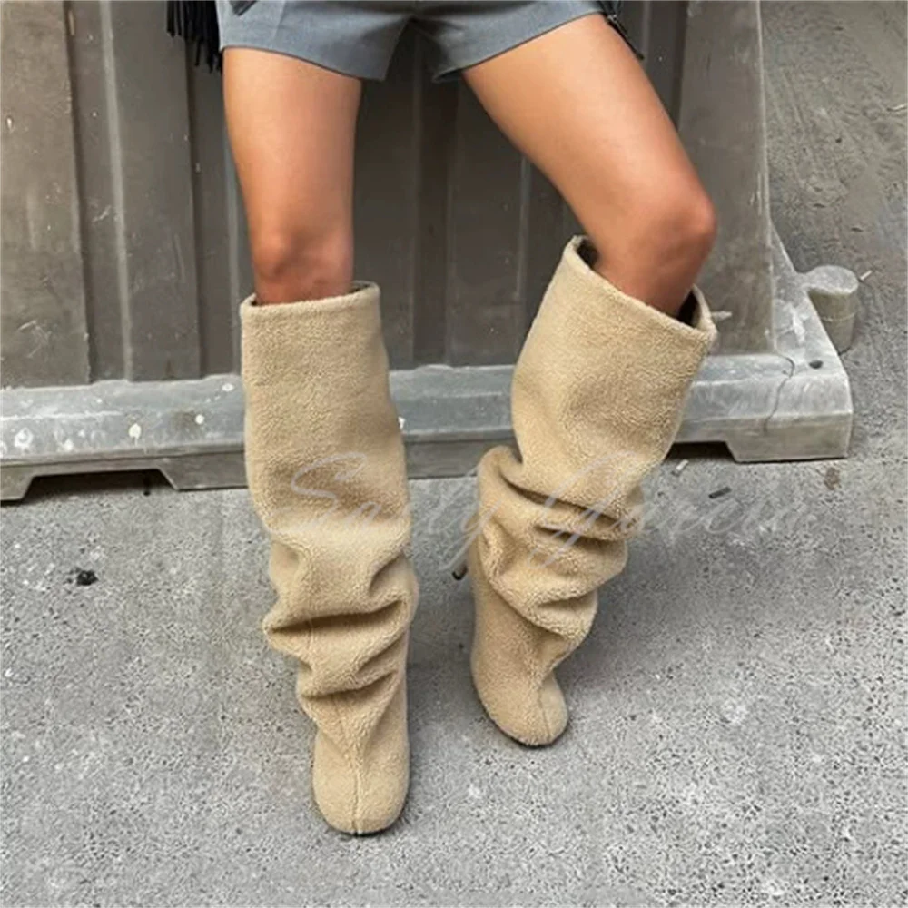 Lamb Hair High Heel Boot Women Winter New Round Toe Stiletto Heel Slip On Loose Stacking Plus Size Trendy Knee High Boot
Lamb Hair High Heel Boot Women Winter New Round Toe Stiletto Heel Slip On Loose Stacking Plus Size Trendy Knee High Boot