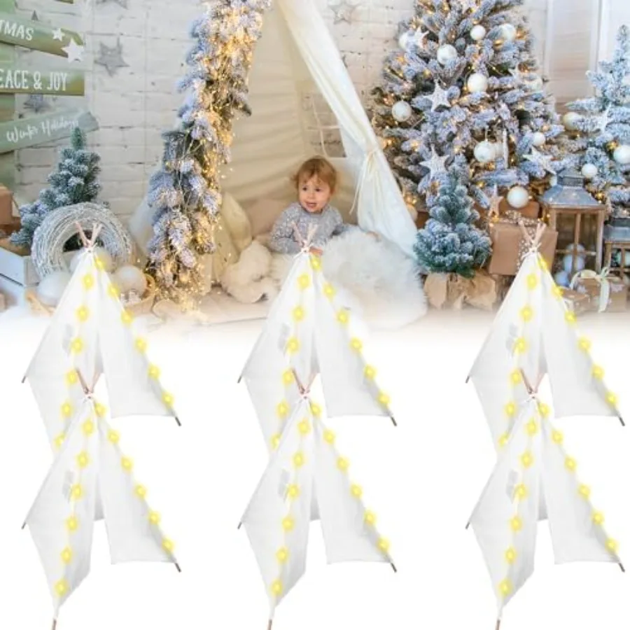 Indoor play teepee tent for kids, cotton canvas material, white color, foldable design with 10ft string lights for birthday par
Indoor play teepee tent for kids, cotton canvas material, white color, foldable design with 10ft string lights for birthday par