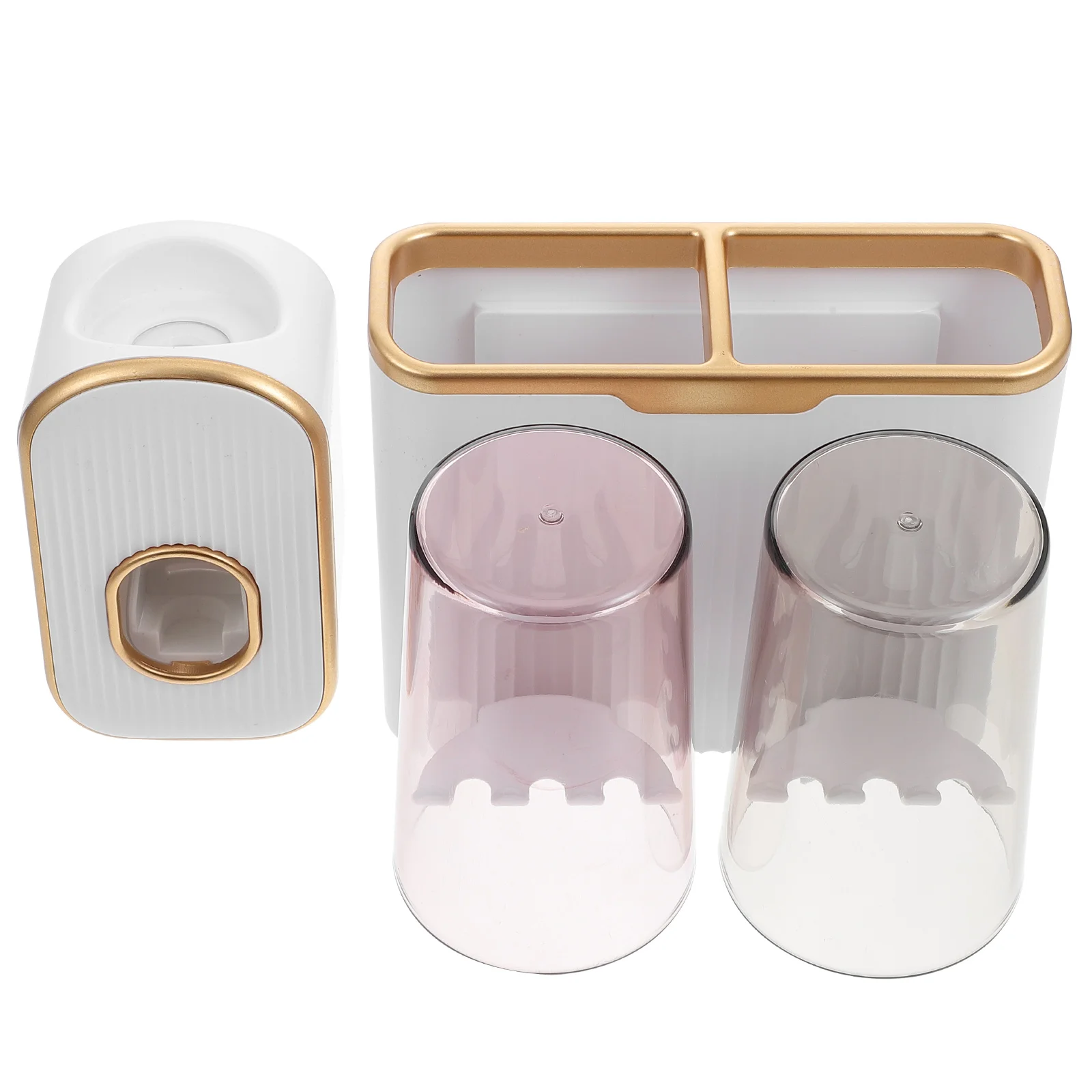 1 set Toothbrush Holder Set Gargle Cup Stand Toothpaste Dispenser Wall Mounted Rack White Gold Non Drilling Bathroom Supplies
1 set Toothbrush Holder Set Gargle Cup Stand Toothpaste Dispenser Wall Mounted Rack White Gold Non Drilling Bathroom Supplies