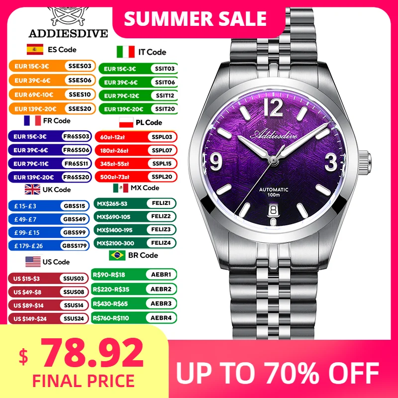 ADDIESDIVE Automatic Mechanical Watch for Men 39MM Luxury Diver Sapphire BGW9 Luminous Steel Watch Classic Fashion Mens AD2547
ADDIESDIVE Automatic Mechanical Watch for Men 39MM Luxury Diver Sapphire BGW9 Luminous Steel Watch Classic Fashion Mens AD2547