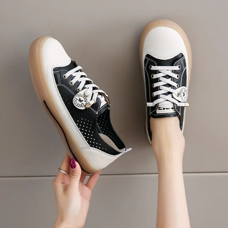 2025 The four seasons women's Korean version genuine leather little white shoes soft sole casual hollow out sports flats shoes
2025 The four seasons women's Korean version genuine leather little white shoes soft sole casual hollow out sports flats shoes