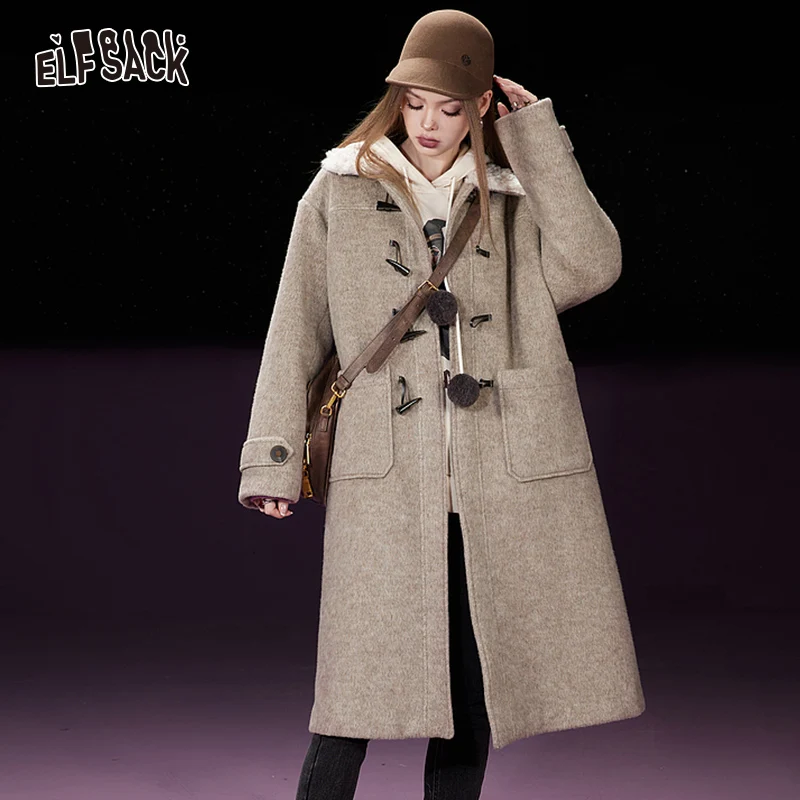 ELFSACK Solid Pure Horn Button Wool Coats Women 2023 Winter Long Sleeve Warm Outwear
ELFSACK Solid Pure Horn Button Wool Coats Women 2023 Winter Long Sleeve Warm Outwear