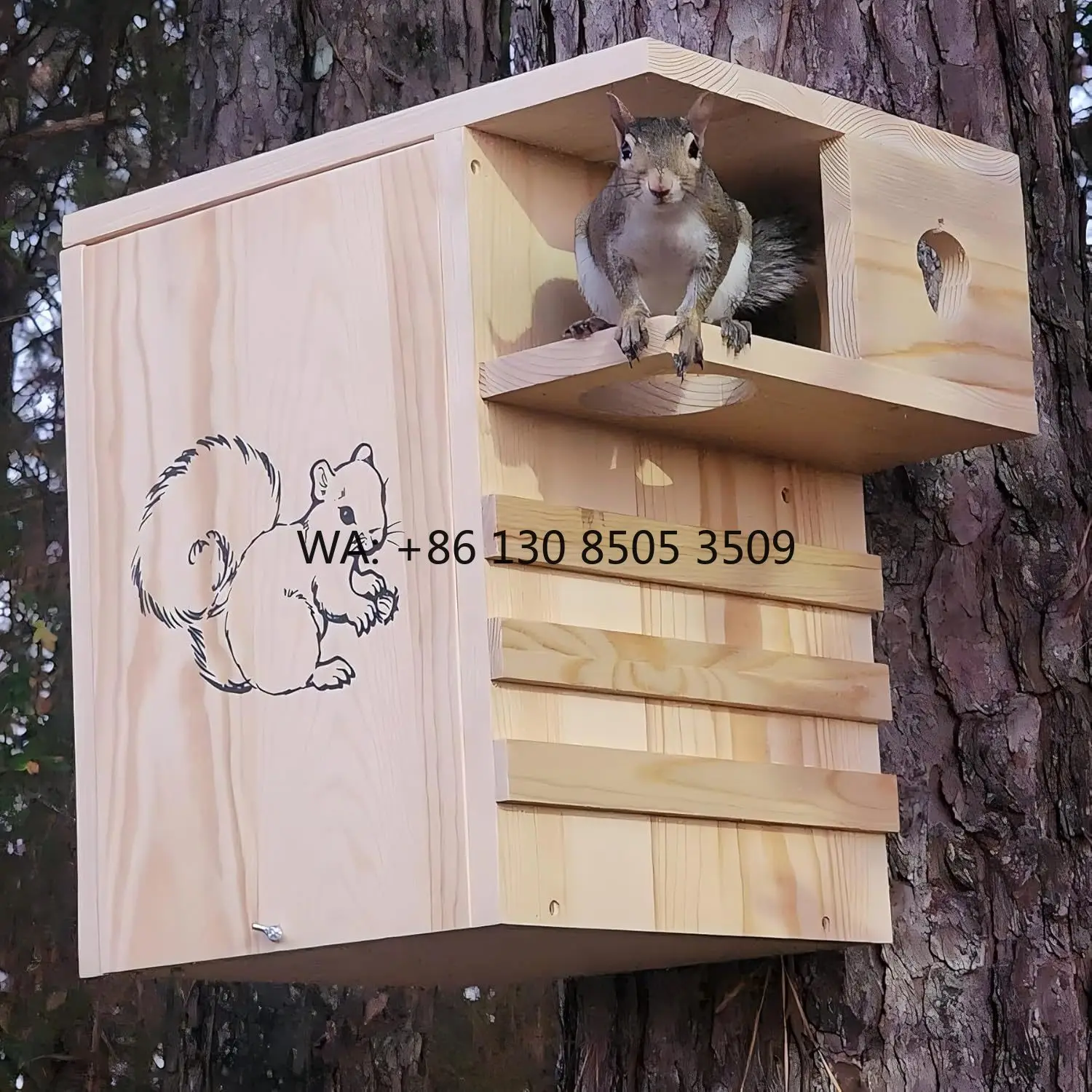 Weather-resistant Wooden Nesting Box Squirrel Chipmunks and Small Animals Extra Large Squirrel House with Exterior Porch
Weather-resistant Wooden Nesting Box Squirrel Chipmunks and Small Animals Extra Large Squirrel House with Exterior Porch