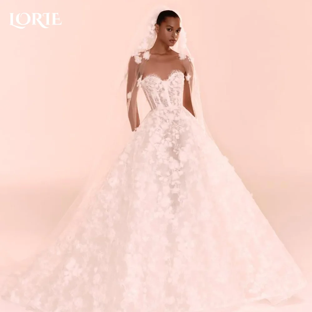LORIE Empire Glitter Wedding Dresses 3D Flower Strapless Princess Sweetheart Bridal Gown Backless Boho Bride Dress Customized
LORIE Empire Glitter Wedding Dresses 3D Flower Strapless Princess Sweetheart Bridal Gown Backless Boho Bride Dress Customized