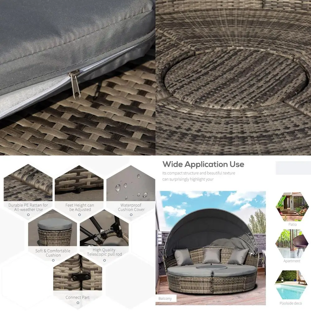 4-Piece Round Convertible Daybed with Cushions, Outdoor PE Rattan Patio Wicker Soa Set, Sunbed with Adjustable Sun , Sectional S
4-Piece Round Convertible Daybed with Cushions, Outdoor PE Rattan Patio Wicker Soa Set, Sunbed with Adjustable Sun , Sectional S